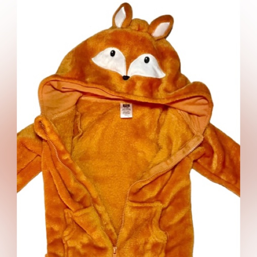 Hudson Baby Gender Neutral Orange Fox Plush Jumpsuit